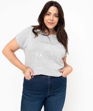 Tee-shirt femme grande taille à manches courtes avec motifs vue1 - GEMO (G TAILLE) - GEMO