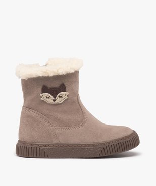 Boots fourrées fille dessus cuir retourné uni – NA! vue1 - NA! - GEMO