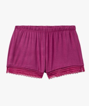 Short de pyjama en maille fluide avec bas en dentelle femme vue4 - GEMO 4G FEMME - GEMO
