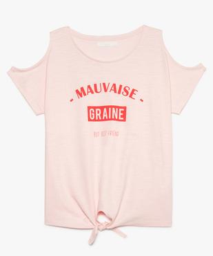 Tee-shirt fille en coton bio avec épaules dénudées vue1 - GEMO 4G FILLE - GEMO