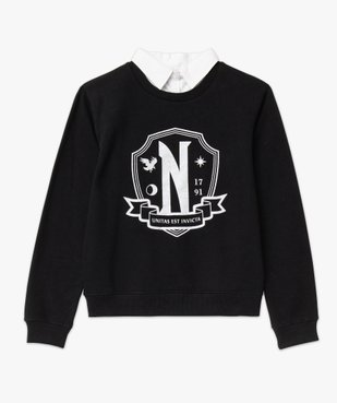 Sweat avec col chemise et motif pailleté femme - Wednesday vue4 - WEDNESDAY - GEMO