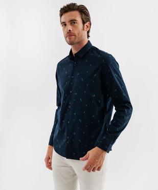 Chemise manches longues coupe droite en coton imprimé homme vue1 - GEMO (HOMME) - GEMO