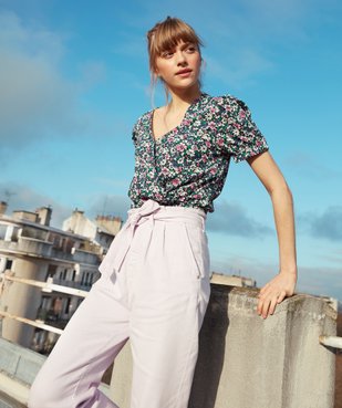 Tee-shirt femme avec décolleté cache-cœur – LuluCastagnette vue6 - LULUCASTAGNETTE - GEMO