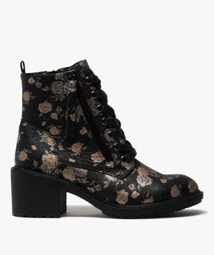 Bottines femme à talon et semelle crantée dessus imprimé vue1 - GEMO(URBAIN) - GEMO