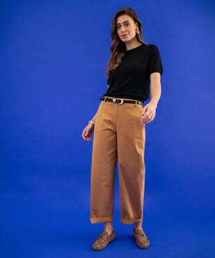 Pantalon en toile de coton stretch à taille élastiquée femme vue5 - GEMO(FEMME PAP) - GEMO