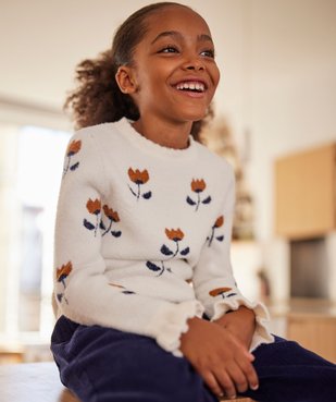 Pull douillet à motifs fleuris fille - LuluCastagnette vue1 - LULUCASTAGNETTE - GEMO