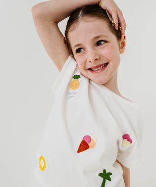 Tee-shirt manches courtes oversize à motifs brodés fille vue6 - GEMO 4G FILLE - GEMO