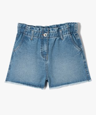 Short en jean fille coupe ample taille haute avec finitions franges vue1 - GEMO 4G FILLE - GEMO