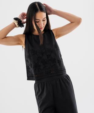 Débardeur en coton ajouré et jersey femme  vue1 - GEMO(FEMME PAP) - GEMO