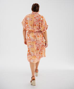 Robe chemise longue à manches courtes en maille fluide femme grande taille vue5 - GEMO 4G GT - GEMO