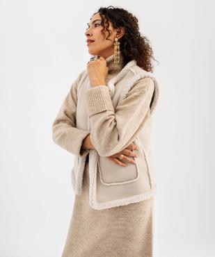Veste sans manches en suédine et doublure sherpa femme vue3 - GEMO(FEMME PAP) - GEMO