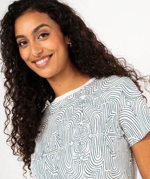 Tee-shirt manches courtes en coton imprimé femme vue2 - GEMO(FEMME PAP) - GEMO