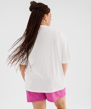 Tee-shirt manches courtes en jersey de coton flammé imprimé femme grande taille vue3 - GEMO (G TAILLE) - GEMO