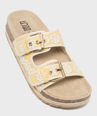 Mules à semelle plateforme et larges brides brodées femme - 5 Miles vue5 - 5 MILES - GEMO