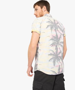 Chemise homme à manches courtes motif tropical effet délavé vue3 - GEMO (HOMME) - GEMO