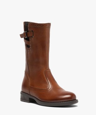 Bottes fille style cavalière en cuir uni avec bride décorative vue2 - GEMO (ENFANT) - GEMO