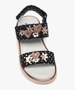 Sandales fille à brides scratch ornées de fleurs et paillettes vue5 - GEMO (ENFANT) - GEMO