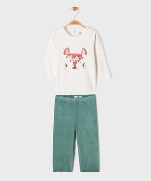 Pyjama 2 pièces en velours avec motif biche brodé bébé fille vue2 - GEMO 4G BEBE - GEMO