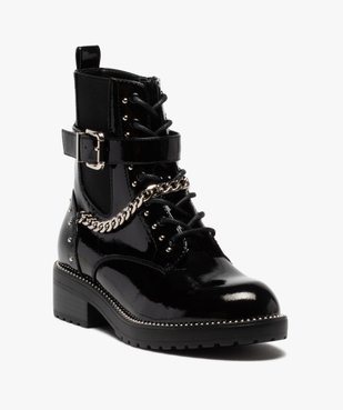 Boots femme vernis à détails métallisés style rock vue2 - GEMO (CASUAL) - GEMO
