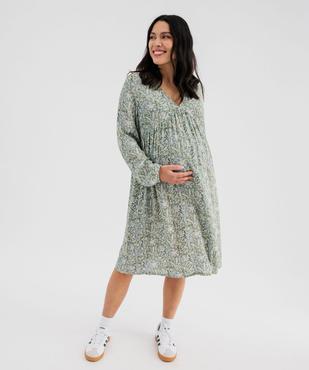 Robe de grossesse manches longues à motifs fleuris vue2 - GEMO (MATER) - GEMO