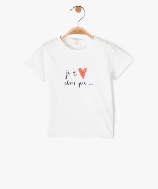 Tee-shirt bébé à manches courtes avec inscription vue1 - GEMO(BEBE DEBT) - GEMO
