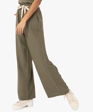 Pantalon femme contenant du lin avec ceinture à nouer vue1 - GEMO(FEMME PAP) - GEMO