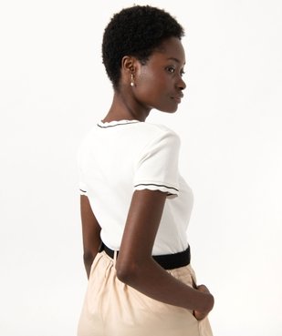 Tee-shirt à manches courtes en maille côtelée femme vue3 - GEMO(FEMME PAP) - GEMO