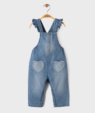 Salopette en jean avec entrejambe zippé bébé fille vue1 - GEMO 4G BEBE - GEMO