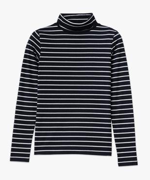 Tee-shirt manches longues à col roulé en maille côtelée rayée femme vue4 - GEMO 4G FEMME - GEMO