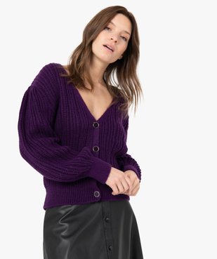 Gilet femme en grosse maille et boutons fantaisie vue1 - GEMO(FEMME PAP) - GEMO