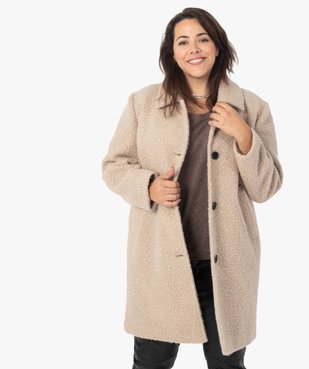 Manteau femme grande taille mi-long en maille bouclette  vue1 - GEMO (G TAILLE) - GEMO