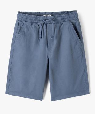 Bermuda garçon en coton avec ceinture élastique vue1 - GEMO (JUNIOR) - GEMO