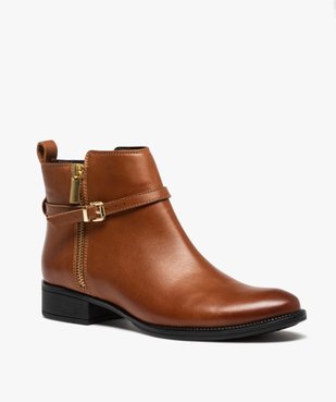Boots femme dessus cuir uni à bride décorative - Tanéo vue2 - TANEO - GEMO