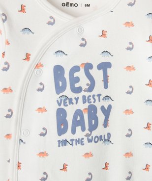 Pyjama bébé en jersey ouverture devant motif dinosaures vue2 - GEMO(BB COUCHE) - GEMO