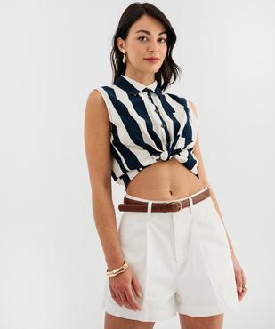 Chemise sans manches à rayures femme - LuluCastagnette vue4 - LULUCASTAGNETTE - GEMO