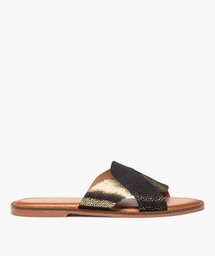 Mules femme à talon plat dessus cuir métallisé – Tanéo vue1 - TANEO - GEMO