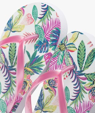 Tongs femme à fines brides et semelle imprimée fleurs vue3 - GEMO (PLAGE) - GEMO