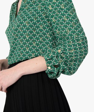 Blouse femme imprimée avec manches retroussables vue2 - GEMO(FEMME PAP) - GEMO