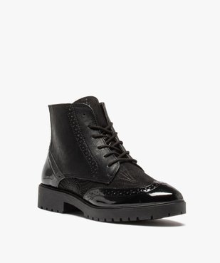 Boots femme unies dessus verni et bout golf perforé vue2 - GEMO (CASUAL) - GEMO