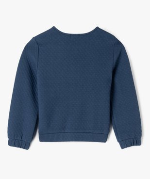 Sweat zippé en maille fantaisie fille vue3 - GEMO (ENFANT) - GEMO