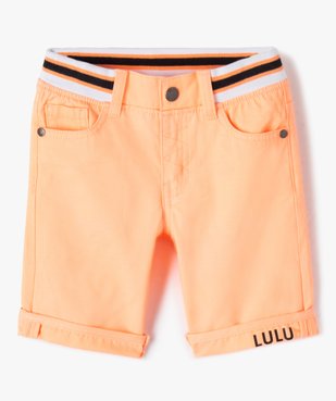 Bermuda garçon en toile à taille en bord-côte rayé - LuluCastagnette vue1 - LULUCASTAGNETTE - GEMO