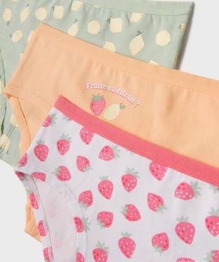Shorties en coton stretch à motifs fruits fille (lot de 3) vue2 - GEMO 4G FILLE - GEMO