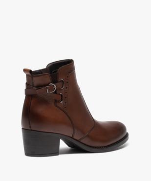 Boots femme en cuir à talon carré et à zip - Taneo vue4 - TANEO - GEMO