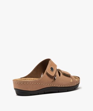 Mules femme confort unies dessus cuir à brides scratch vue4 - GEMO (CONFORT) - GEMO
