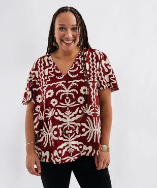 Blouse imprimée à col V femme grande taille vue2 - GEMO 4G GT - GEMO