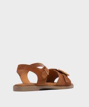 Sandales en cuir suédé à boucle fantaisie femme - Tanéo vue4 - TANEO - GEMO