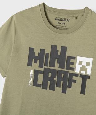 Tee-shirt manches courtes en jersey de coton imprimé devant et dos garçon - Minecraft vue2 - MINECRAFT - GEMO