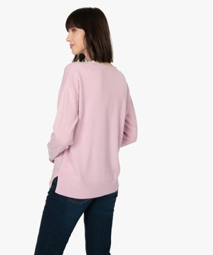 Pull femme à col V en maille ultra douce vue3 - GEMO (MAILLE) - GEMO