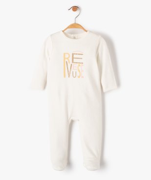 Pyjama bébé à pont-dos pressionné et inscription pailletée vue1 - GEMO(BB COUCHE) - GEMO