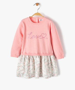Robe bébé fille effet 2 en 1 à manches longues vue1 - GEMO (ENFANT) - GEMO